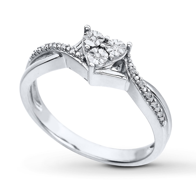Heart Ring Diamond Accents Sterling Silver