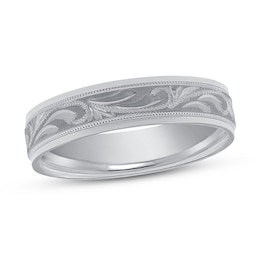 Wedding Band Carved Platinum 5mm