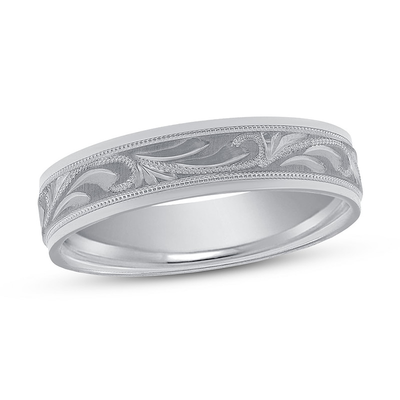 Main Image 1 of Wedding Band Carved Platinum 5mm