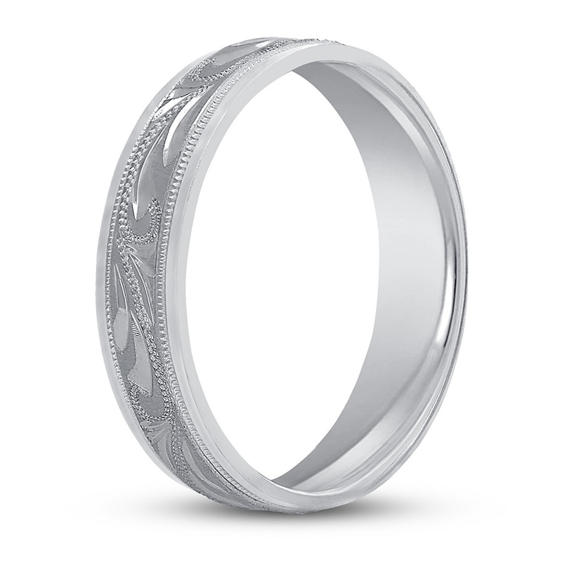 Wedding Band Carved Platinum 5mm