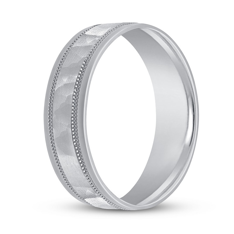Main Image 2 of Wedding Band Hammered Platinum 6mm