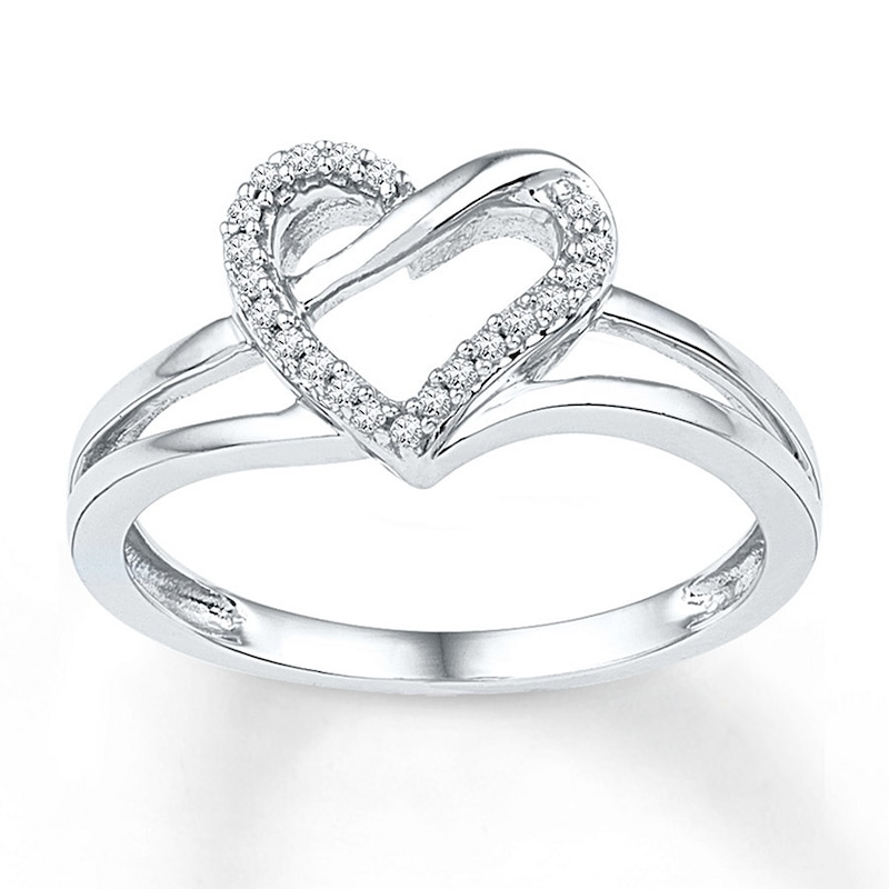 Main Image 1 of Diamond Heart Ring 1/20 ct tw Round Sterling Silver