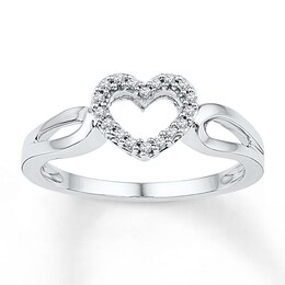 Diamond Heart Ring 1/15 ct tw Round-cut Sterling Silver