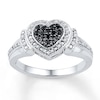 Black/White Diamond Heart Ring 1/4 ct tw Sterling Silver