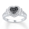 Thumbnail Image 1 of Black/White Diamond Heart Ring 1/4 ct tw Sterling Silver