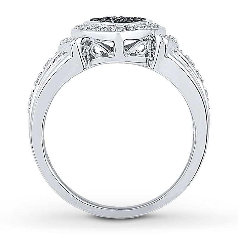 Main Image 2 of Black/White Diamond Heart Ring 1/4 ct tw Sterling Silver