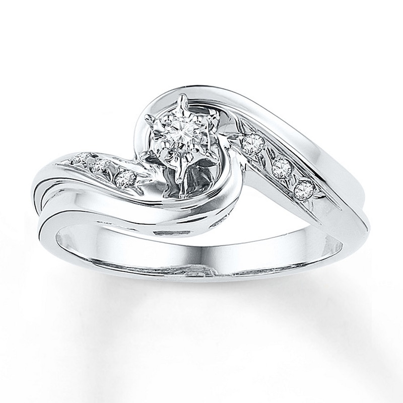 Main Image 1 of Diamond Promise Ring 1/10 ct tw Round Sterling Silver