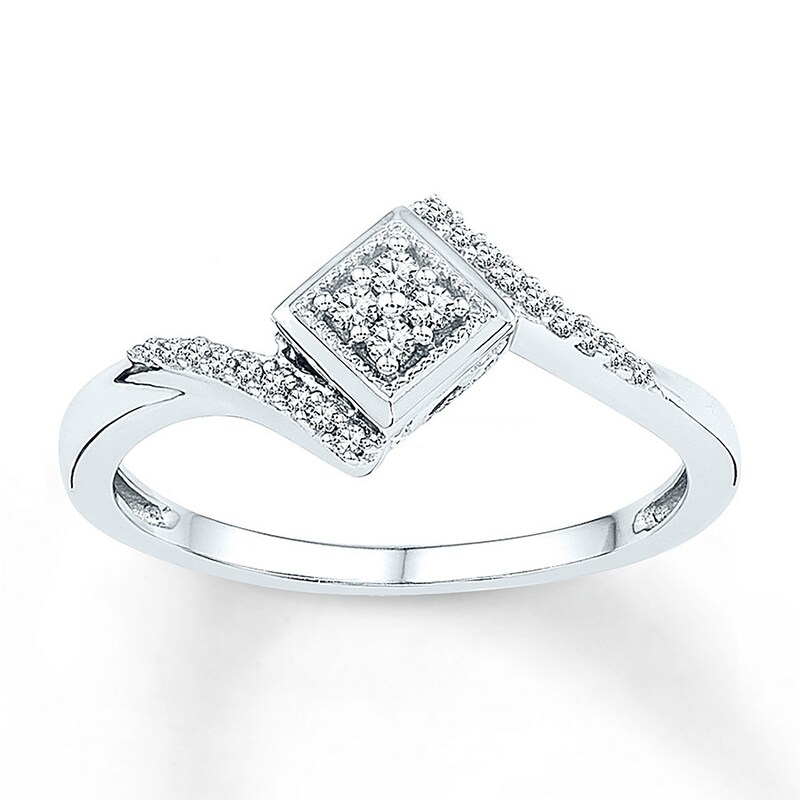 Diamond Promise Ring 1/8 ct tw Round Sterling Silver
