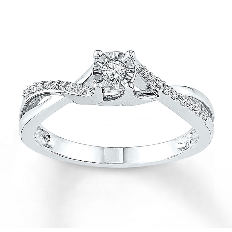 Main Image 1 of Diamond Promise Ring 1/6 ct tw Round 10K White Gold