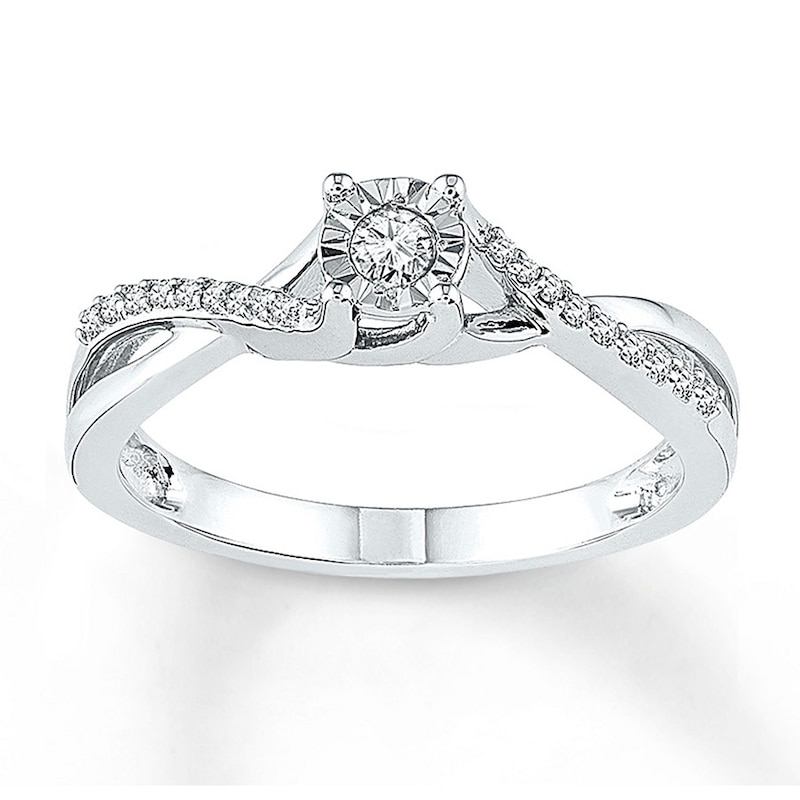 Diamond Promise Ring 1/6 ct tw Round 10K White Gold