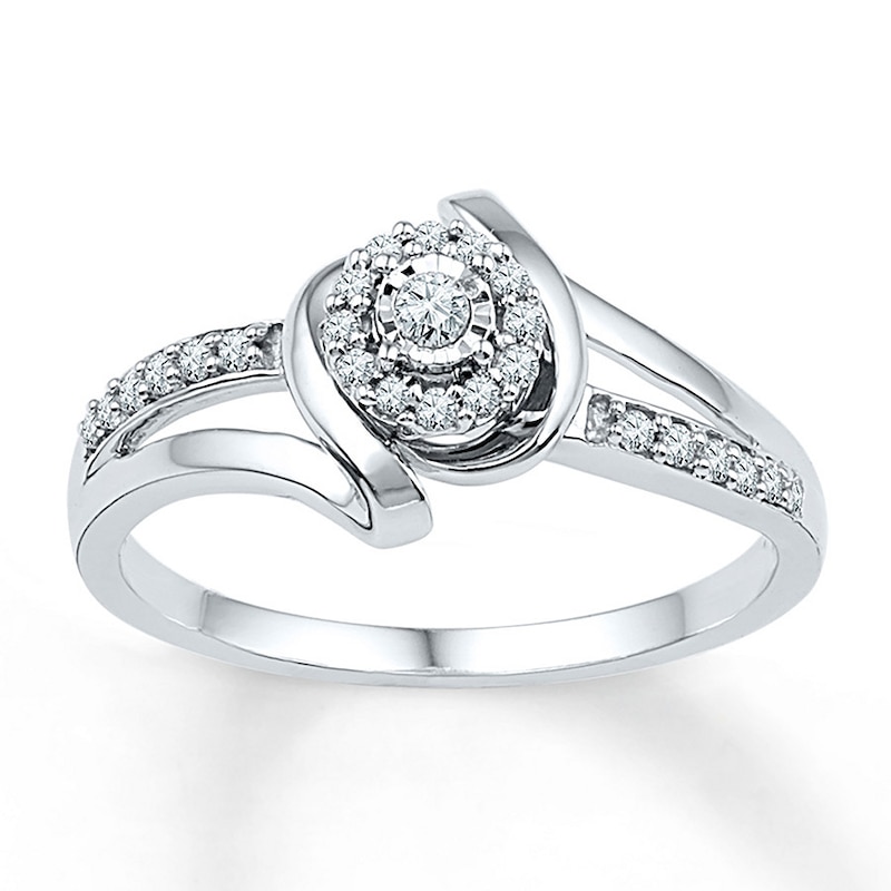 Diamond Promise Ring 1/6 ct tw Round 10K White Gold