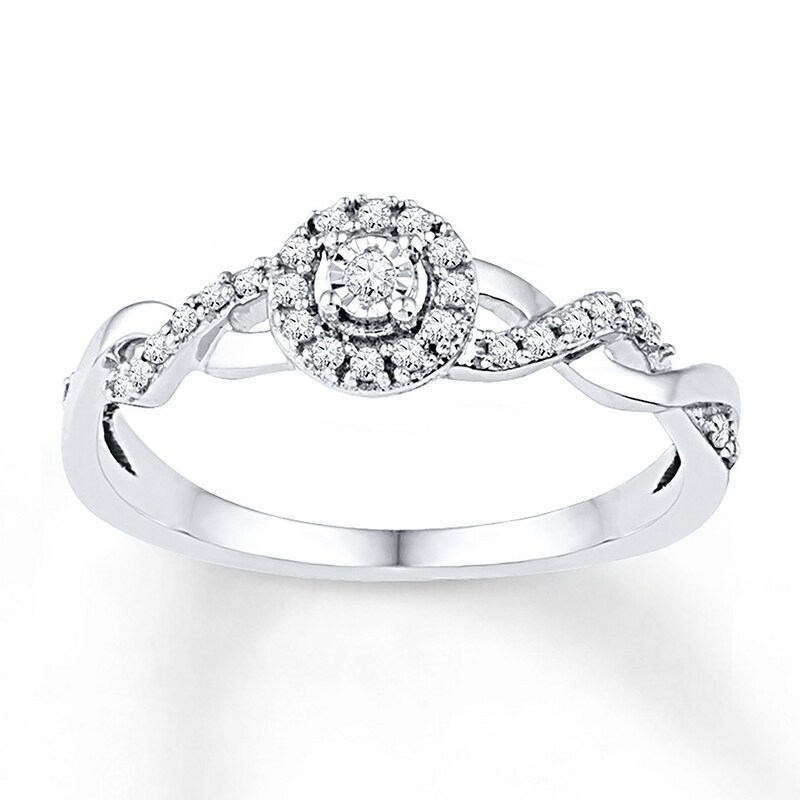 Diamond Promise Ring 1/6 ct tw Round 10K White Gold