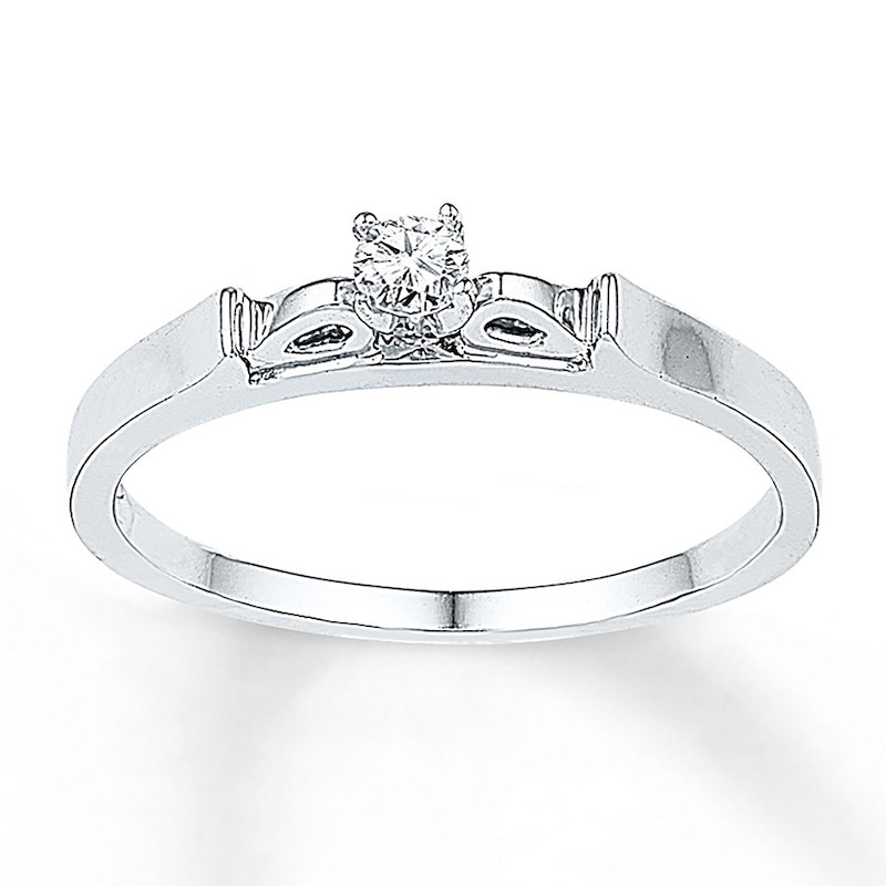 Diamond Promise Ring 1/10 Carat Round Sterling Silver