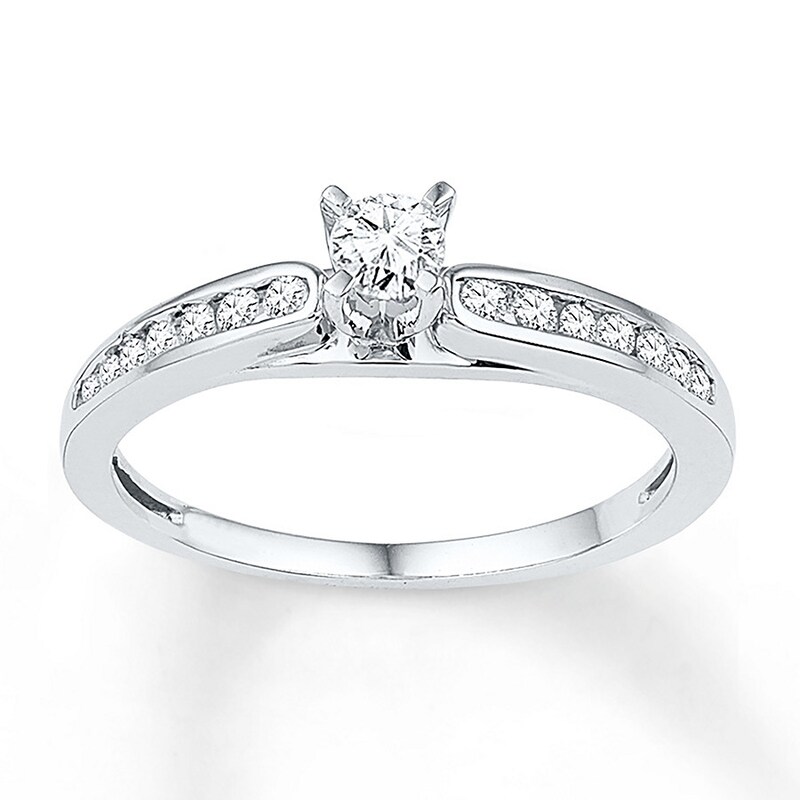 Diamond Promise Ring 1/3 ct tw Round 10K White Gold