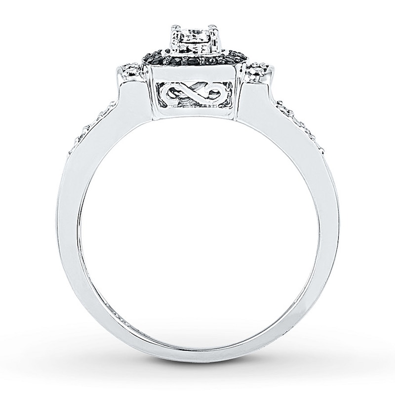 Main Image 2 of Black/White Diamond Promise Ring 1/5 ct tw Sterling Silver