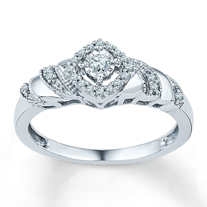 Diamond Promise Ring 1/5 ct tw Round Sterling Silver