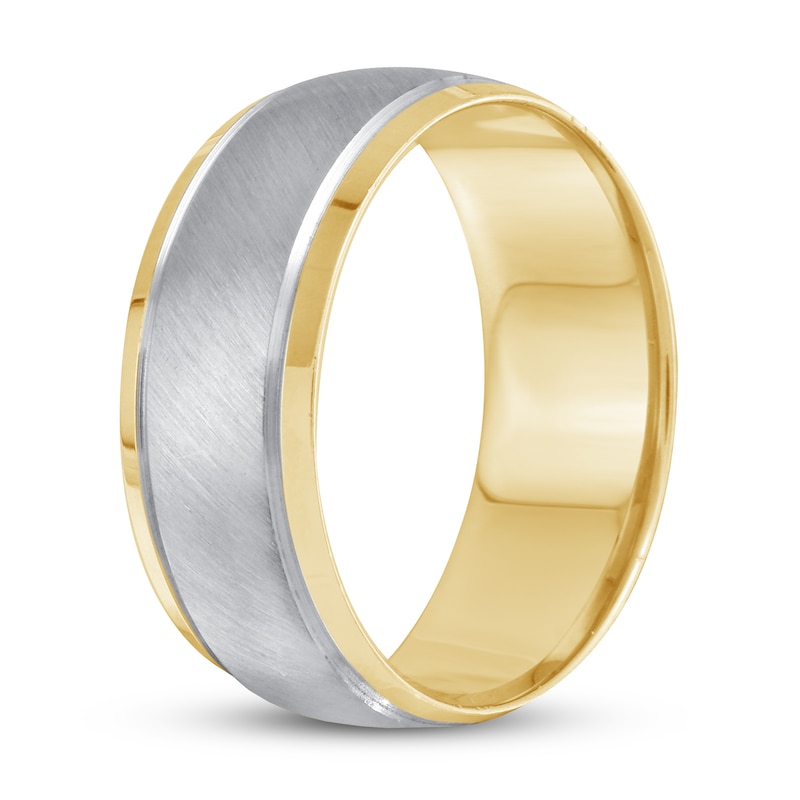 Main Image 2 of Men's Wedding Band 10K Two-Tone Gold 8mm