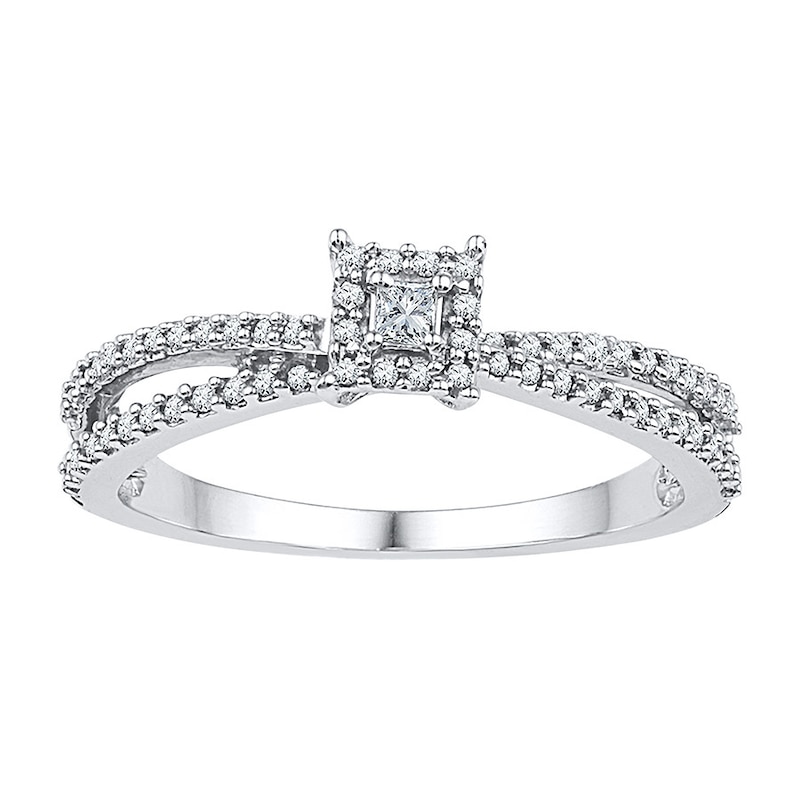 Diamond Promise Ring 1/4 ct tw Princess-cut/Round 10K White Gold