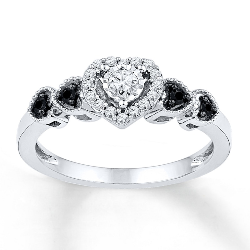 Main Image 1 of Black/White Diamonds 1/5 ct tw Promise Ring Sterling Silver