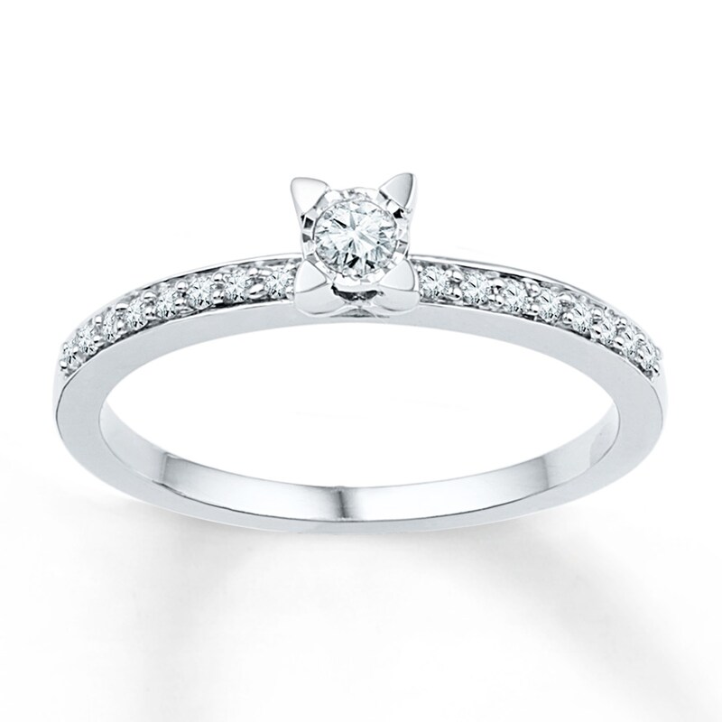Diamond Promise Ring 1/6 ct tw Round 10K White Gold