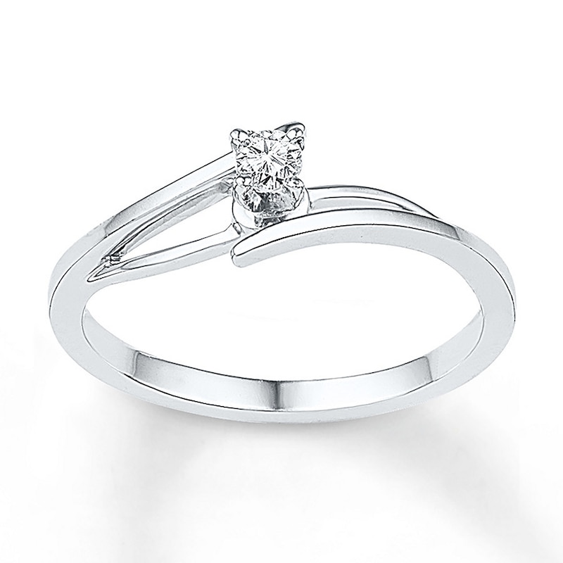 Diamond Promise Ring 1/15 Carat Round Sterling Silver