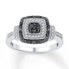 Thumbnail Image 0 of Black/White Diamond Ring 1/4 ct tw Round Sterling Silver