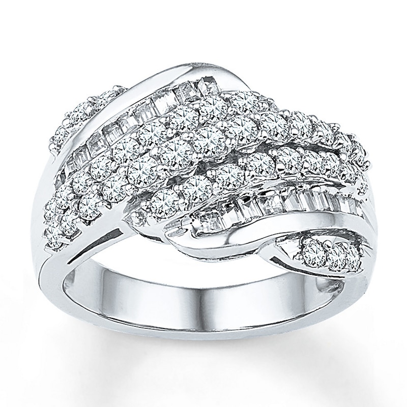 Diamond Ring 1 ct tw Baguette/Round 10K White Gold