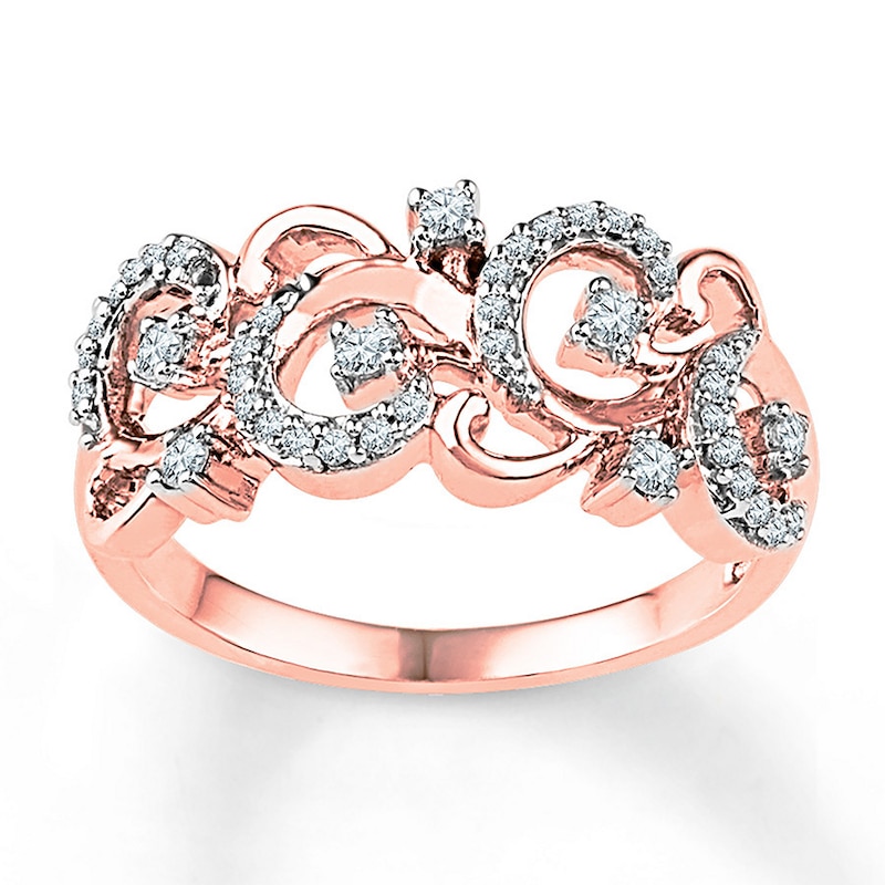 Diamond Ring 1/4 ct tw Round 10K Rose Gold