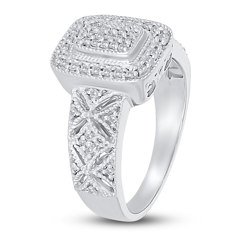 Main Image 2 of Diamond Ring 1/4 ct tw Princess/Round Sterling Silver