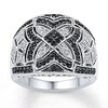 Thumbnail Image 0 of Black/White Diamond Ring 1/2 ct tw Round Sterling Silver