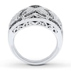 Black/White Diamond Ring 1/2 ct tw Round-cut Sterling Silver