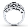 Thumbnail Image 1 of Black/White Diamond Ring 1/2 ct tw Round Sterling Silver