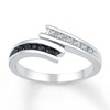 Black/White Diamond Ring 1/8 ct tw Round-cut Sterling Silver