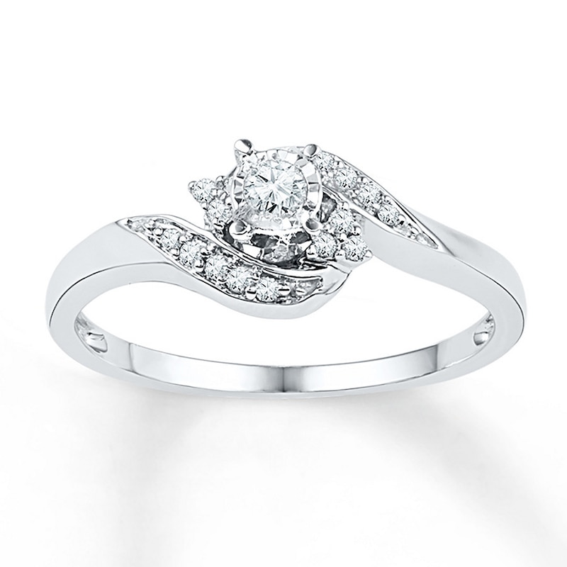 Main Image 1 of Diamond Promise Ring 1/6 ct tw Round 10K White Gold