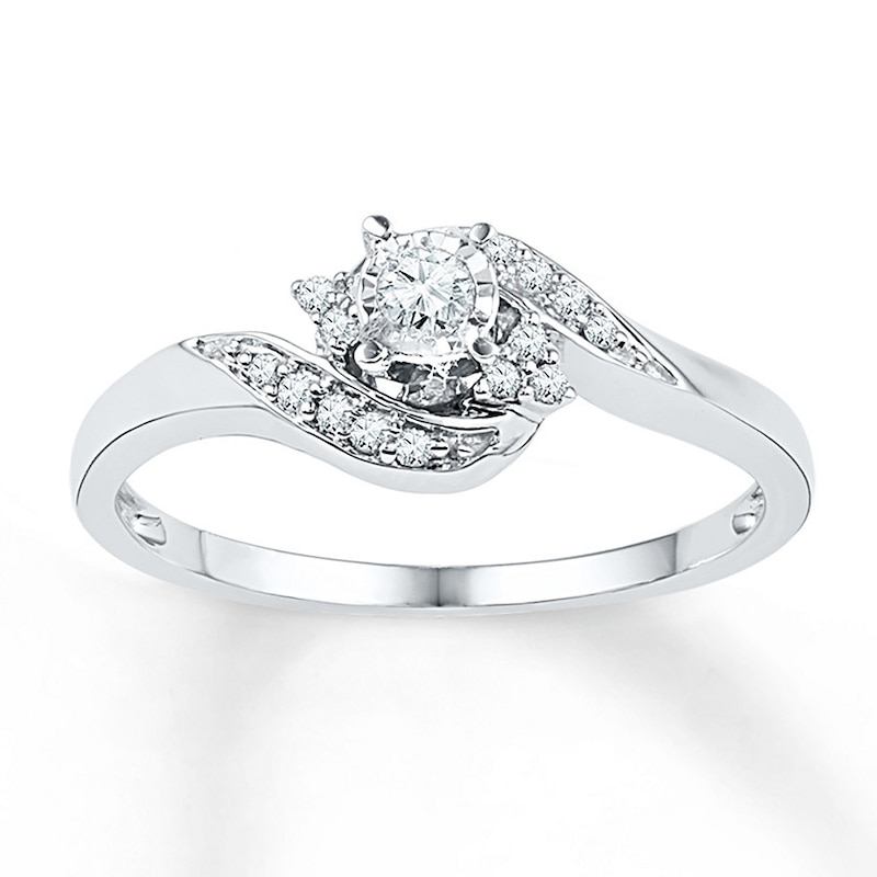 Diamond Promise Ring 1/6 ct tw Round 10K White Gold