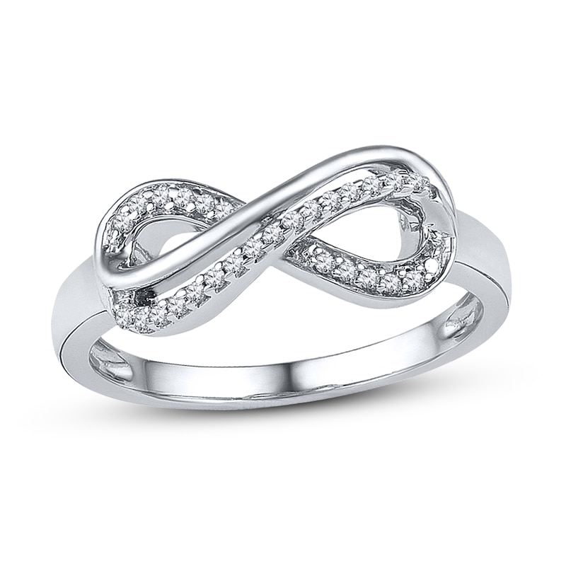 Main Image 1 of Diamond Infinity Ring 1/10 ct tw Round 10K White Gold
