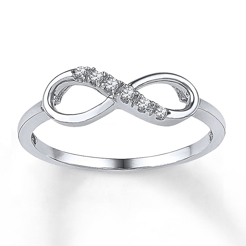 Diamond Infinity Ring 1/20 ct tw Round-cut 10K White Gold