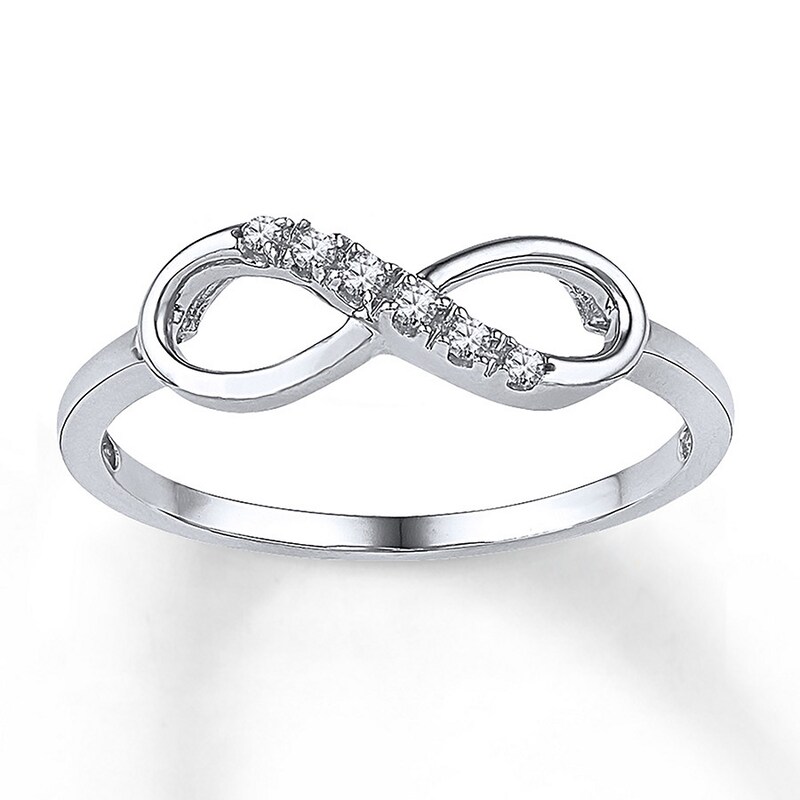 Diamond Infinity Ring 1/20 ct tw Round 10K White Gold