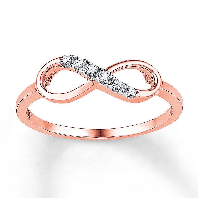 Main Image 1 of Diamond Infinity Ring 1/20 ct tw Round 10K Rose Gold