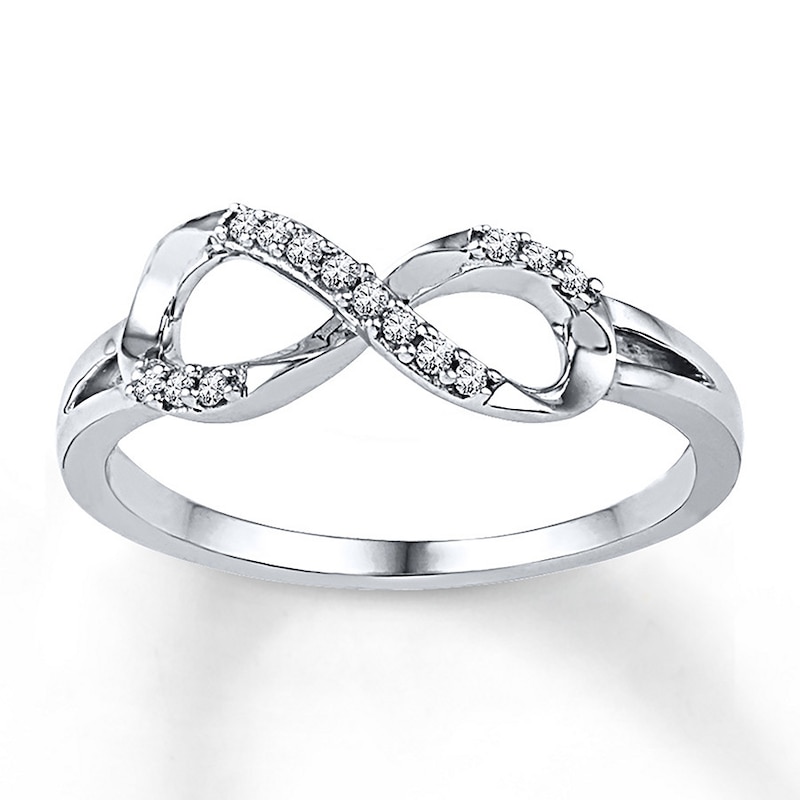 Diamond Infinity Ring 1/15 ct tw Round-cut 10K White Gold
