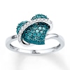 Blue/White Diamond Heart Ring 1/4 ct tw Sterling Silver