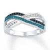 Blue/Black/White Diamond Ring 1/3 ct tw Sterling Silver