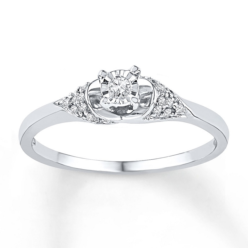 Diamond Promise Ring 1/10 ct tw Round 10K White Gold
