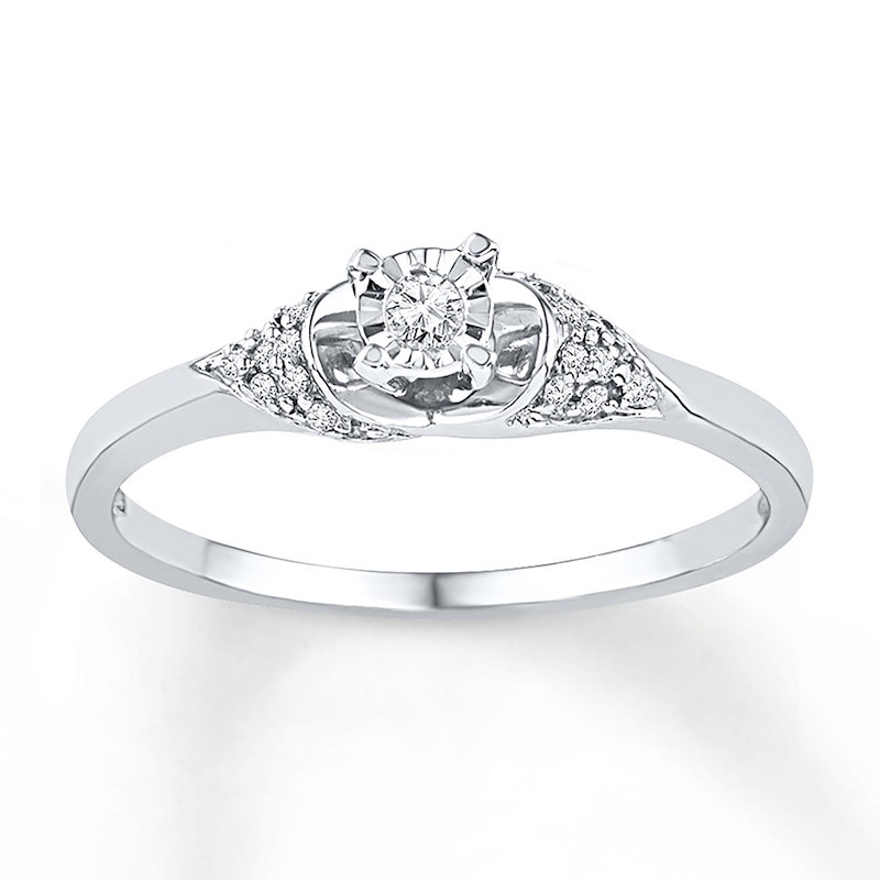 Main Image 1 of Diamond Promise Ring 1/10 ct tw Round 10K White Gold