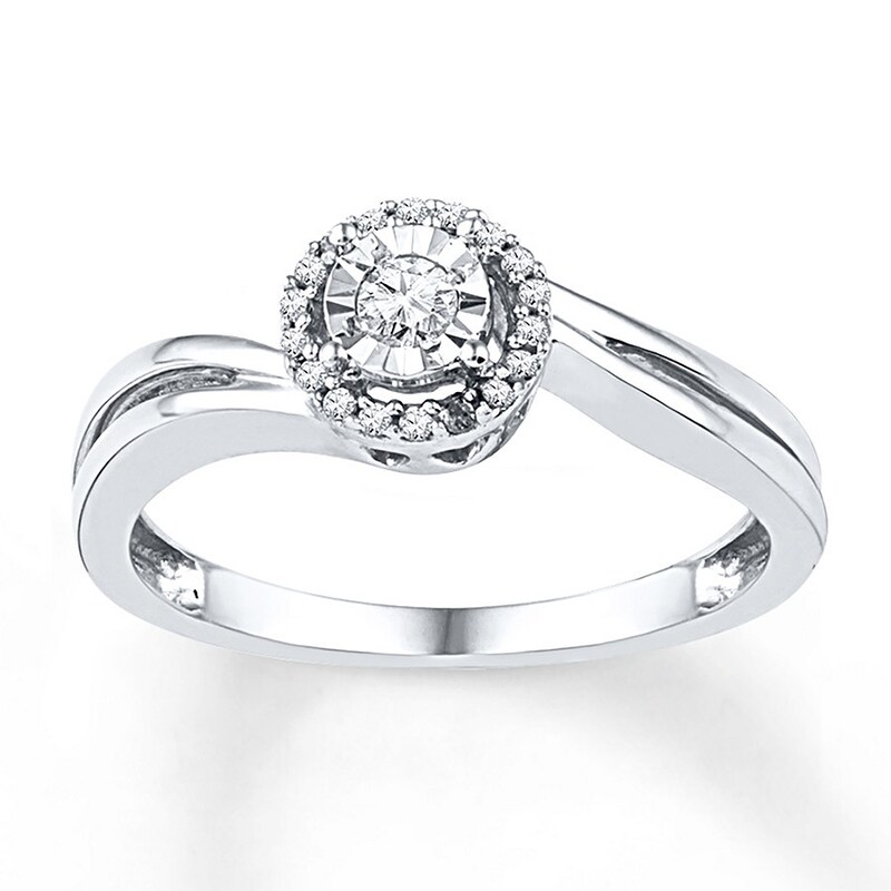 Diamond Promise Ring 1/8 ct tw Round Sterling Silver