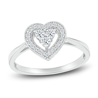 Heart Promise Ring 1/10 ct tw Diamonds 10K White Gold | Jared