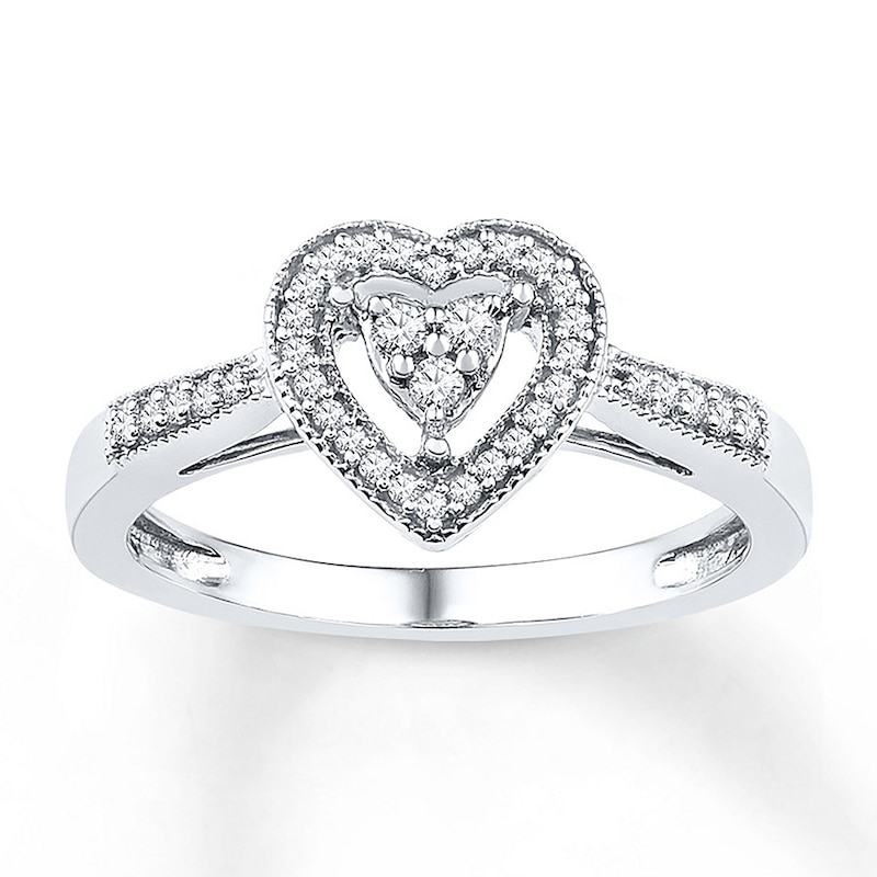 Main Image 1 of Heart Ring 1/5 ct tw Diamonds Sterling Silver