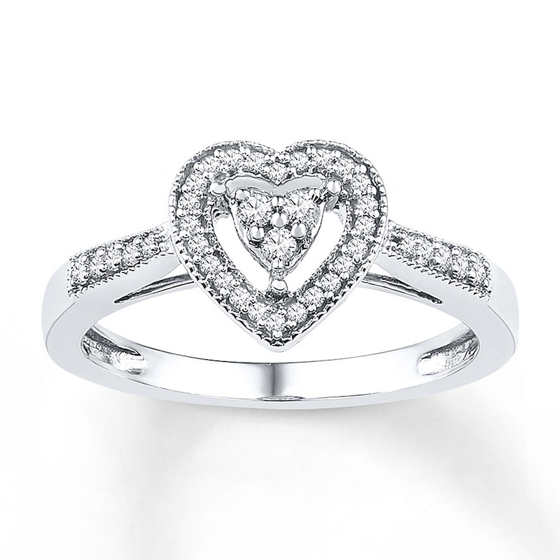 Heart Ring 1/5 ct tw Diamonds Sterling Silver