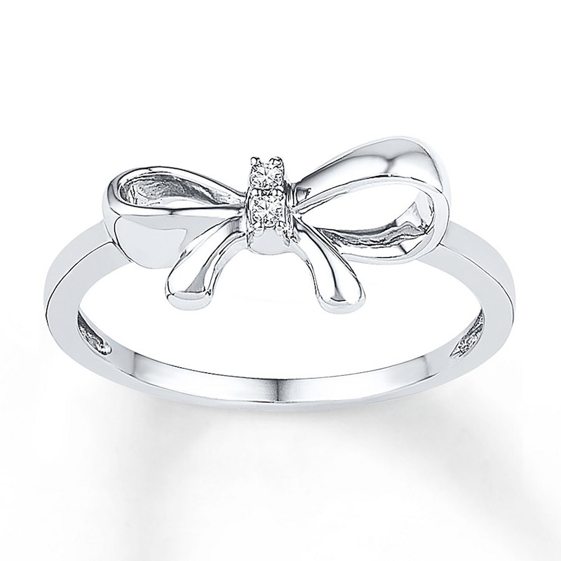 Main Image 1 of Bow Ring Diamond Accents Sterling Silver