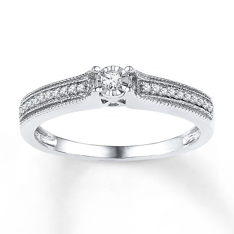 Diamond Promise Ring 1/8 ct tw Round Sterling Silver